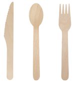 150 Wooden Cutlery Set 50 Knives 50 Forks 50 Spoons Party Lunchbox ONLY £5.99