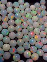 Natural Multi Fire Ethiopian White Opal Round Cabochon Gemstone For Jewellry