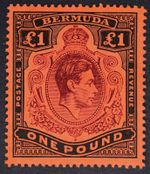 BERMUDA SG121 1938 KGVI £1 Purple & Black / Red, M.Mint, Cat £300