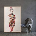 ORIGINAL / PRINTS Abstract Contemporary Art Nude Figure Oil + Acrylic Painting