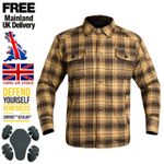 Mens Motorcycle Biker Flannel Shirt Made with Kevlar Protective Gear CE Armour