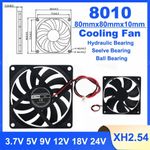 8010 80mm x 10mm Brushless PC Computer Cooling Fan 3.7V 5V 9V 12V 18V 24V 2 Pin