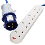 4 Gang Way 16A Motorhome/Camping Mains Electric Hook Up Extension Lead 2m/5m/10m