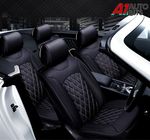 Car Seat Covers Black & White Full Set Padded PU Leather For Hyundai Tucson