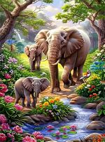 Three Elephants Diamond Painting Kit for Adults,5D Gem Art,Crystal Kits Round Dr