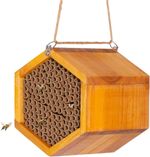 Mason Bee House - Handmade Natural Wooden Bee Hive Coated with Wax for Water-Pro