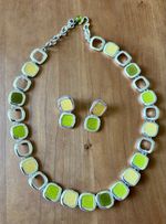 Retro Necklace 15” With 3” Extender And Pierced Earring Set