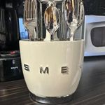 By SMEG Fork for Kitchen Retro Stainless Steel Cutlery Holder - Knife Spoon Rack