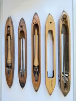 Curated Collection of 5 Vintage Industrial Wooden Loom Flying Shuttles 1957-1984