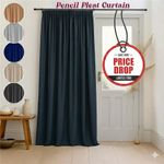 Blackout Door Curtain Thick Thermal Ready Made Pencil Pleat Energy Saving UK