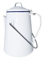 White Enamel Metal Coffee Pot Percolator 2L Campfire Vintage Retro Style