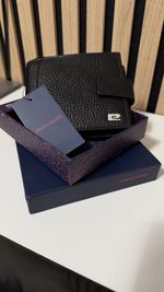 Pierre Cardin Men’s Black Leather Bifold Folding Wallet with Logo Accent
