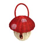 Handmade Woven Messenger Bags Mini Rattan Storage Basket Tote  Mushroom Design