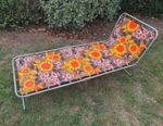 Vintage Retro Sun Lounger 70's Classic Floral Design Folding Garden Recliner