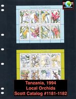 $32.50 Scott Value - 1994 TANZANIA Orchids 2 s/s African Flowers CV MNH NH UMM