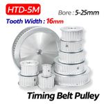 HTD-5M 10-60 Teeth Timing Belt Pulley Without Step Bore 5-25mm Tooth Width 16mm