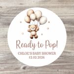 48 x Personalised Baby Shower Stickers, Ready to Pop, BUY 1 GET 1 HALF PRICE