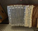 Grey and White Pram Pompom Baby Blanket  New