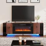 70in TV Stand Unit Cabinet & Electric Fireplace LED Fire Heater Flame LivingRoom