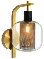 Industrial Antique Brass Single Wall Light Sconce Clear Glass Lamp Shade H3126