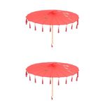 Red Traditional Chinese Dance Umbrella Reusable Fabric Wood Decorative Prop
