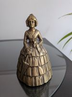 Vintage 1930s Brass Crinoline Lady Figural Bell/Parasol & with rare Boot Clapper