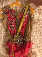 Custom Rhythmic Gymnastics Leotard - Handmade with Crystals, Size 52 cm, Red