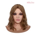 Silicone Female Realistic Female Mask Full Face with Neck Disguise Crossdresser