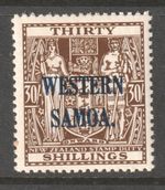 WESTERN SAMOA 1945 - 50 30/- STAMP OF NEW ZEALAND OVERPRINTED