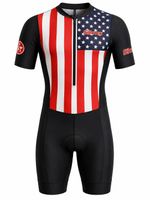 MEN CYCLING Tri suit USA FLAG short sleeve padded Triathloan S-XXL SIKMA