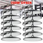 12 Pack 200W UFO Led High Bay Light Factory Warehouse Commercial Led Shop Lights