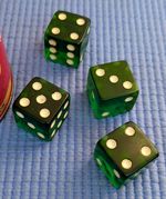 Six-Sided Dice (x4) Vintage 18mm Translucent Green Games Workshop from the 1980s