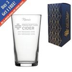 Engraved Cider Glass, Personalised Prescription For Cider Design