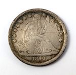 1840 No Drapery Liberty Seated Silver Dime 10C Extra Fine XF Details - Scratched