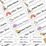 Personalised Waterproof Stick On Name Labels Vinyl Sticker Multi Styles for Kids