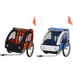 HOMCOM 18m+ 2-Seat Child Bike Trailer for Kid w/ Steel Frame Seat Belt Blue