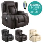 CAESAR ELECTRIC LEATHER AUTO RECLINER MASSAGE HEATED GAMING WING SOFA CHAIR