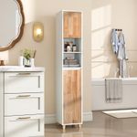 Cabinet Tall Bathroom Storage Organizer-White Tilt Out Laundry Hamper