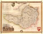 Vintage Antique Reproduction Somerset County Map, Thomas Moule c1831-1850