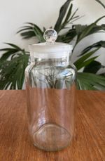 Vintage Ground Glass Jar Orb Lid 1930s Made In England Clear Glass Jar Perfect