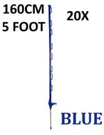 20 x 5ft (160cm) Electric Fence Blue Poly Posts Stakes tape rope horse paddock