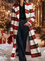 Plaid Casual Long Wool Coat