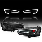 Pair VLAND LED DRL Headlights For Mitsubishi Lancer 2008-2017 w/Demon Eyes