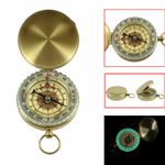 Vintage Brass Noctilucent Pocket Compass Hiking Camping Watch Ring
