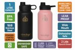 1L Insulated  Stainless Steel Water Bottle Leakproof Gym Sports Flask Hot Cold