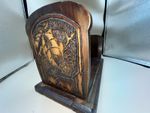 Vintage Wooden Folding Book Shelf Expandable Library Book Rack Carved Ends Desk