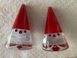 Set of 2 Kosta Boda Glass Santa Noel Gnome Anna Eherner Paperweights