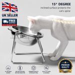 Pet Feeding Bowl Dog Raised Elevated Stainless Steel Stand 15°Tilted Angle