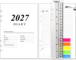 NEYSA Diary 2027 Refill Day per Page 6 Hole, Jan to Dec 2027 for Filofax A5
