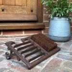 Cast Iron Boot Scraper and Brush Heavy Duty Vintage Ornate Style